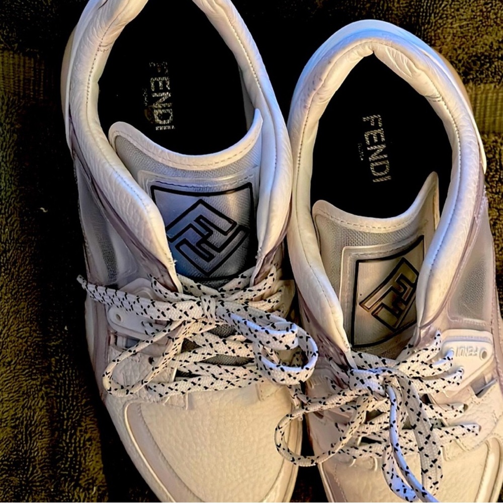 Fendi White Sneakers with Yellow Accent - Picture 3 of 7